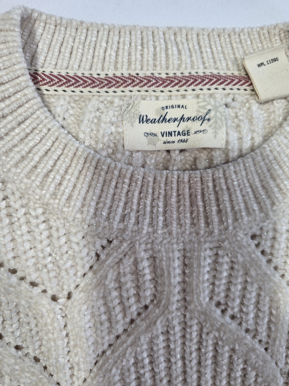 Weatherproof Vintage Women’s Sweater Medium Cream Knit Soft Cozy Textured - Picture 5 of 6